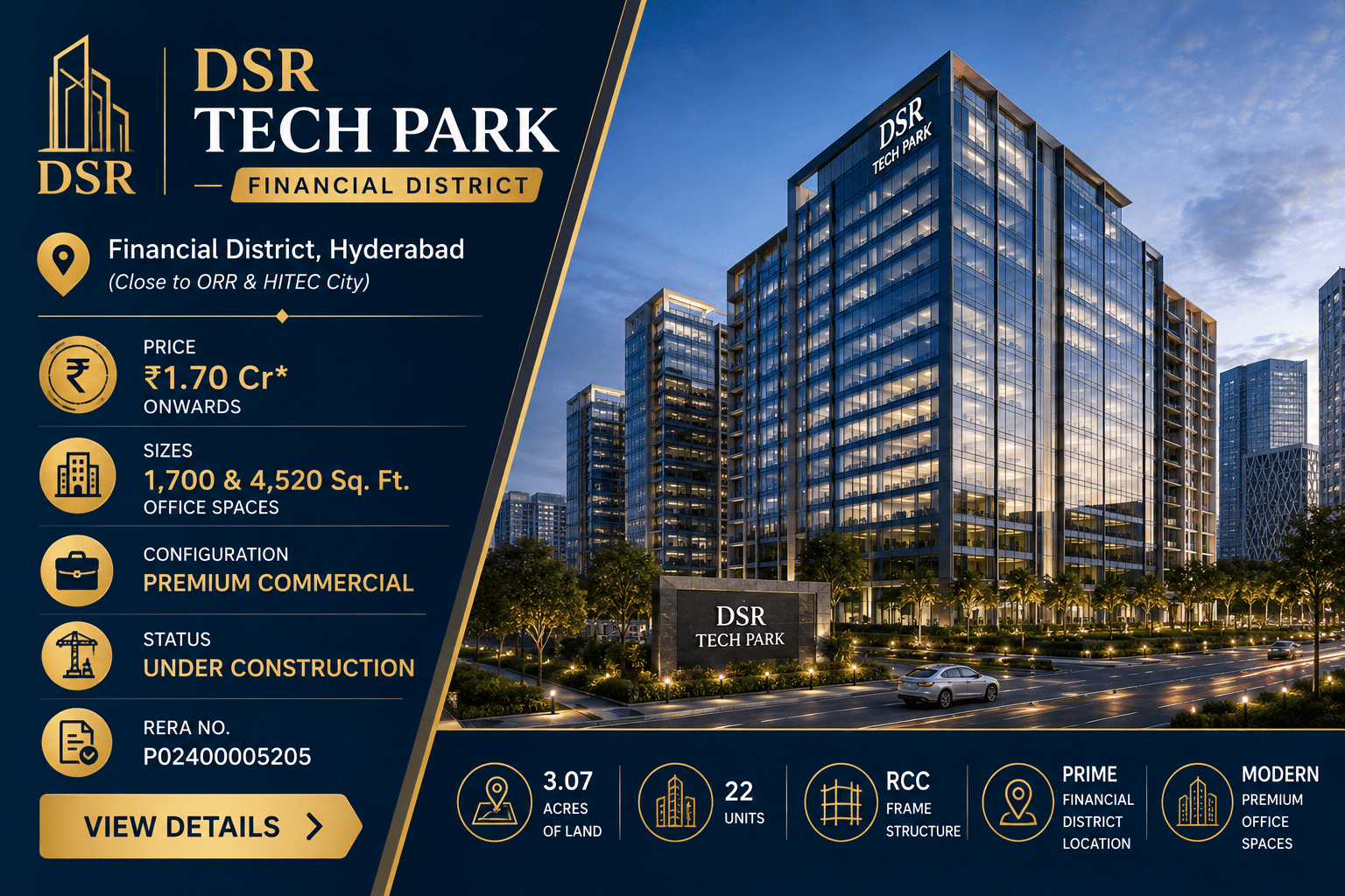 DSR Tech Park - Commercial Office Space in Financial District, Hyderabad