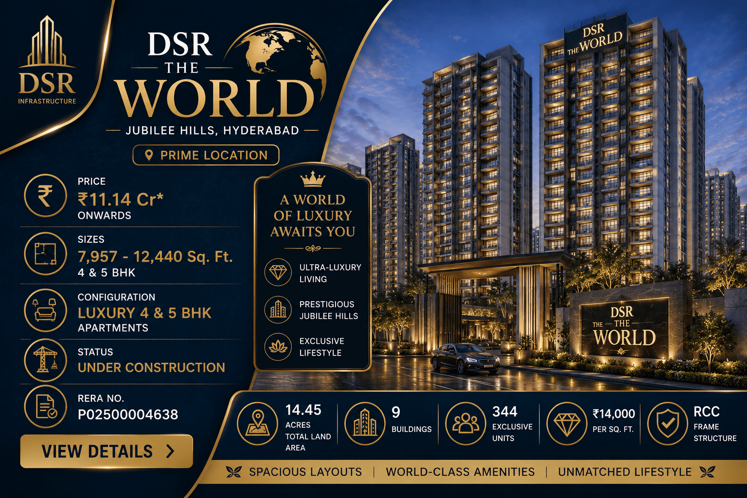 DSR The World - Luxury 4 & 5 BHK Apartments in Jubilee Hills, Hyderabad